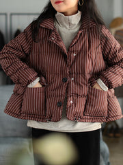 Women Striped Loose Long Sleeve Coat