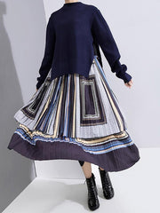 Two Pieces Printed Split-Joint Ruffled Long Dress