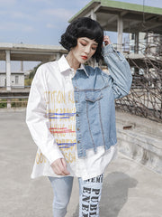 Stitched Denim Loose Shirt