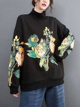 Vintage Print High Neck Sweatshirt