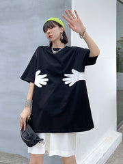 Short Sleeves Cute Printed Round Neck T-Shirt