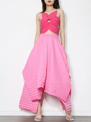 Stylish Pleated Pure Color Irregular Empire Waisted Skirts