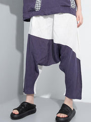 Contrast Color Splicing Casual Harem Pants