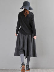 Solid  Irregular Loose Wide-Leg Pants