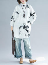 Loose Ink Printed Long Shirt