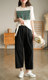 Causal Solid Wide Leg Harmer