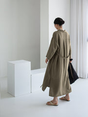 Solid Color Loose Irregular Split Shirt Dress