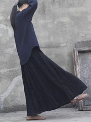 Loose Several Color Big-Hem Long Cotton Skirts