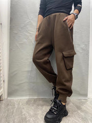 Retro Loose Solid Color High-Waist Cotton Pants