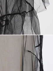 Original Split-Joint See-Through Solid Gauze Dress