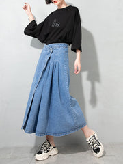 Solid Color High Waist Split Loose Casual Skirt
