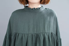 Back Lace Solid Color Slim Shirt