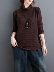 Women Turtleneck Solid Color Long Sleeve Sweater