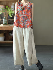 Printed Summer Split-Joint Sleeveless Top