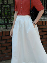 Solid Color High Waist Elastic Waist Loose Casual Skirt