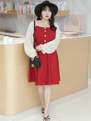 Elegant Plum A-line Long Sleeve Dress