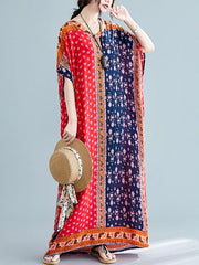 Loose National Style Retro Printed Long Dress