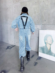 Women Stylish Zipper Removable Casual Jumpsuit