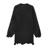 Urban Loose Solid Color Fleece Midi Dress