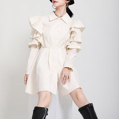 Women Ruffled Long Sleeve Dress