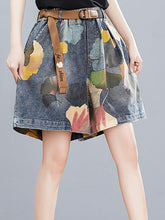 Summer Floral Printed Denim Shorts Pants