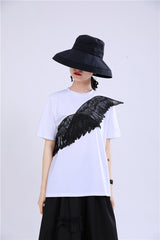 Women Embroidery Printed Loose Casual Short Sleeve T-Shirt