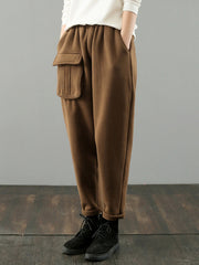 Knitted And Velvet Thickened Nine-Point Harem Pants