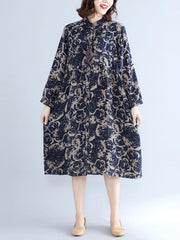 Loose Flower Printed Comfortable Midi Dress