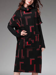 Contrast Color Jacquard Half Sleeve Dress