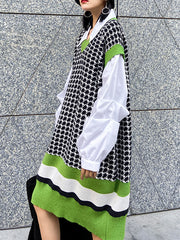 False Two Split-Joint Lapel Midi Dress