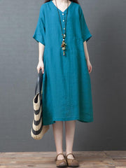 Loose Ramie Cotton Long Dress