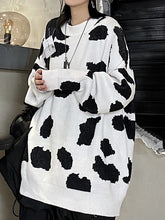 Women Retro Striped Loose Round Neck Pullover Sweater