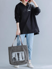 Loose Plain Split-Side Casual Hoodie