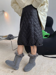 Women Retro Loose Elastic Waist Long Skirt