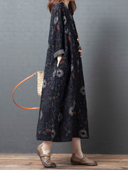 Women Loose Floral Print Casual Dress