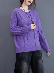 Women Simple Solid Color Casual Sweater