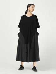 Loose Cropped Splicing Round-Neck Dress
