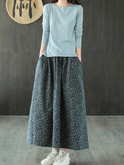 Women Printed Retro Loose Skirt