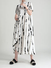Round Neck Print Short Sleeve Loose Casual Dress