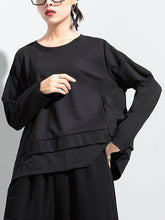 Women Color Block Loose Round Neck Sweatshirt