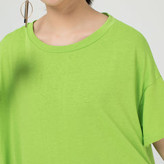 Solid Short Sleeves Cropped Maxi Dress