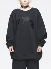 Women Printed Round Neck Loose Sweatshirt