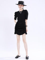 Casual Ruffled Puff Sleeve Mini Dress