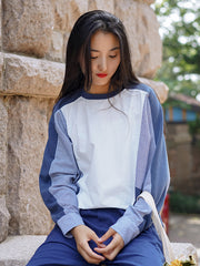 Women Round Neck Long Sleeve Loose Casual Sweatshirt