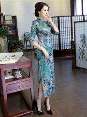 Floral Printed Silk Improved Long Cheongsams