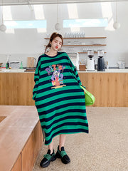 Women Contrast Striped Print Dress