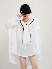 Women V-Neck Loose Contrast Dress