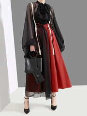 Empire Gauze Split-Joint Suspender Skirt