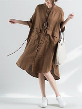 Comfortable Pure Color Cool Lace-up Blouse Dress