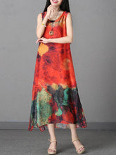 Chiffon Printed Sleeveless Split-side Long Dress